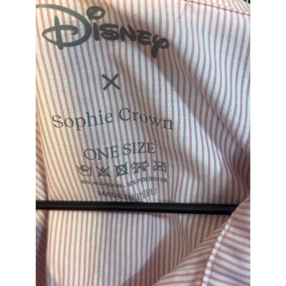 Disney X Sophie Crown Pink & White Striped Oversized Shirt‎ With Mickey & Minnie - Picture 3 of 6